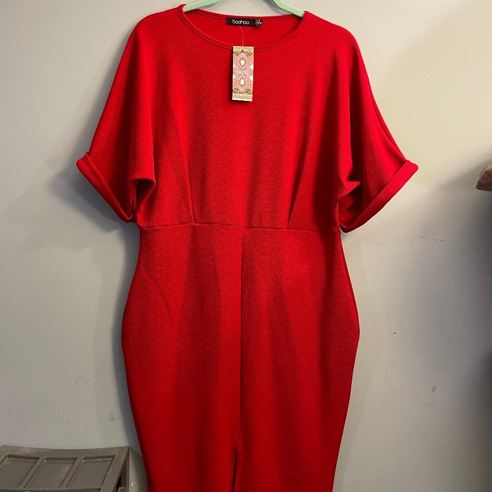 Plus Red Midi Dress